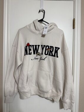 Abercrombie & Fitch Cream New York Embroidered Hoodie